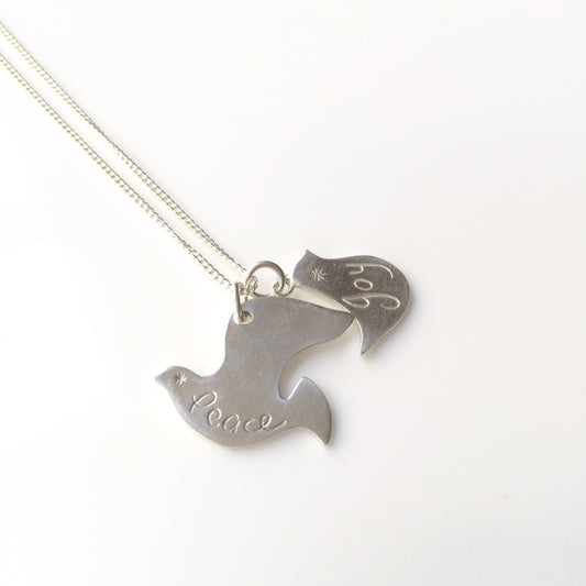 Peace & Joy Bird Pendant Silver