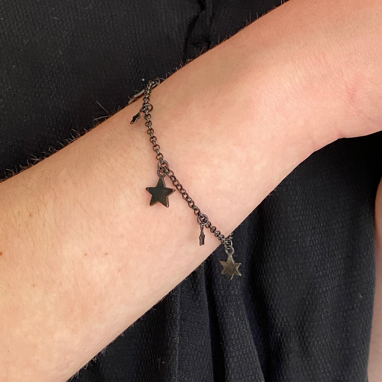 Star Charm Bracelet Black Ruthenium