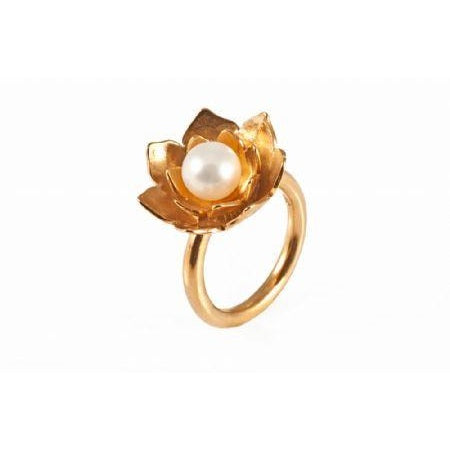 Lotus Pearl Gold Ring