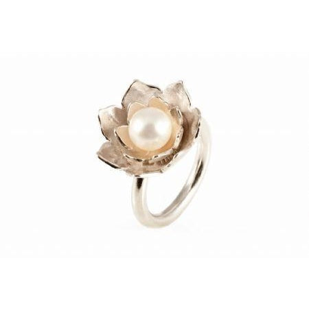 Lotus Pearl Silver Ring