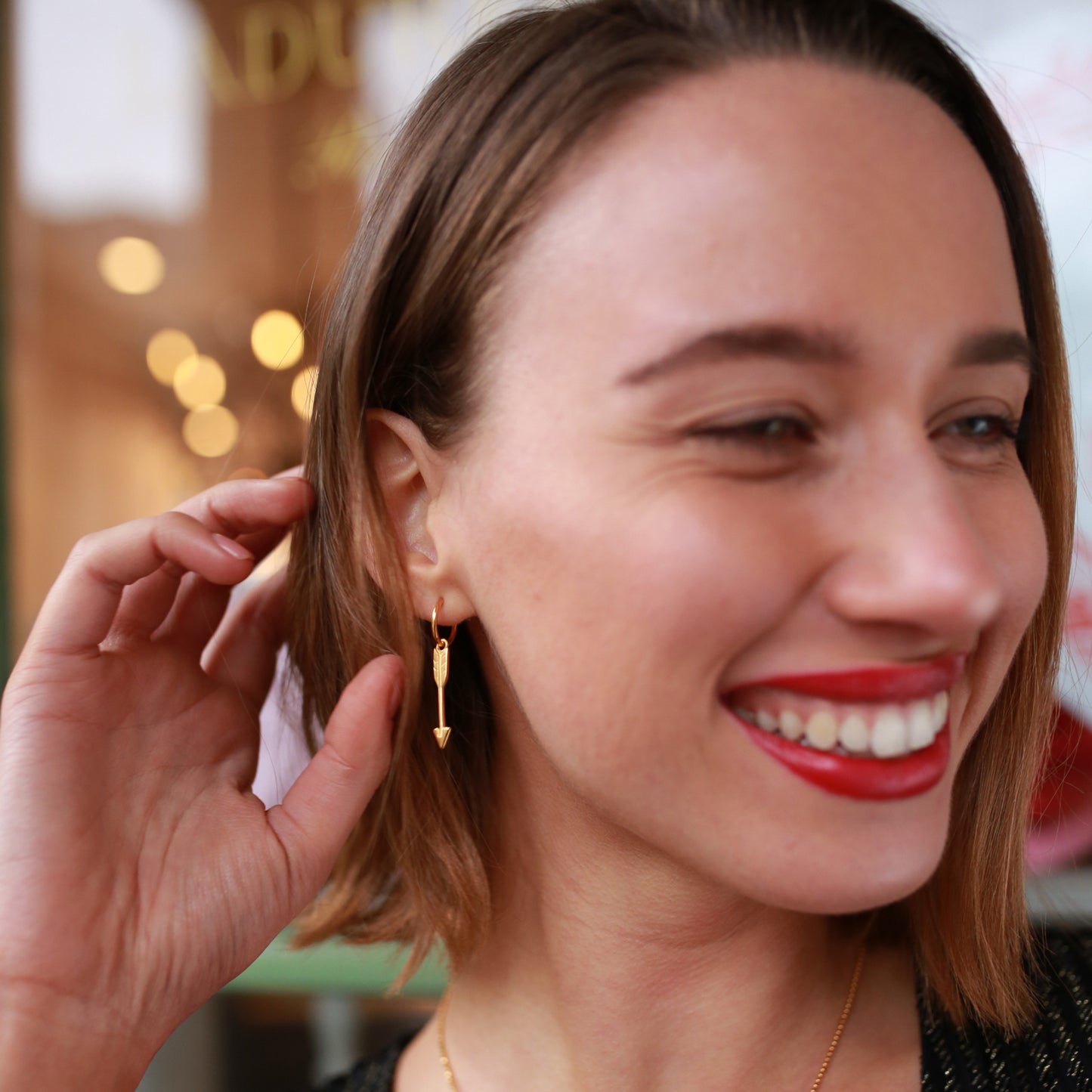 Heart & Arrow Earrings in Gold