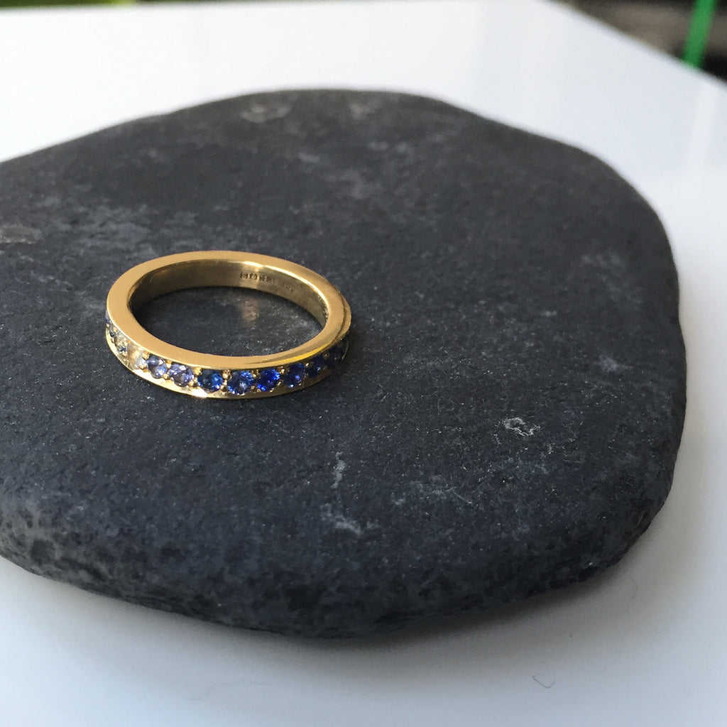 Blue Sapphire Eternity Ring Yellow Gold