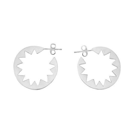 Sunburst Hoop Earrings Silver