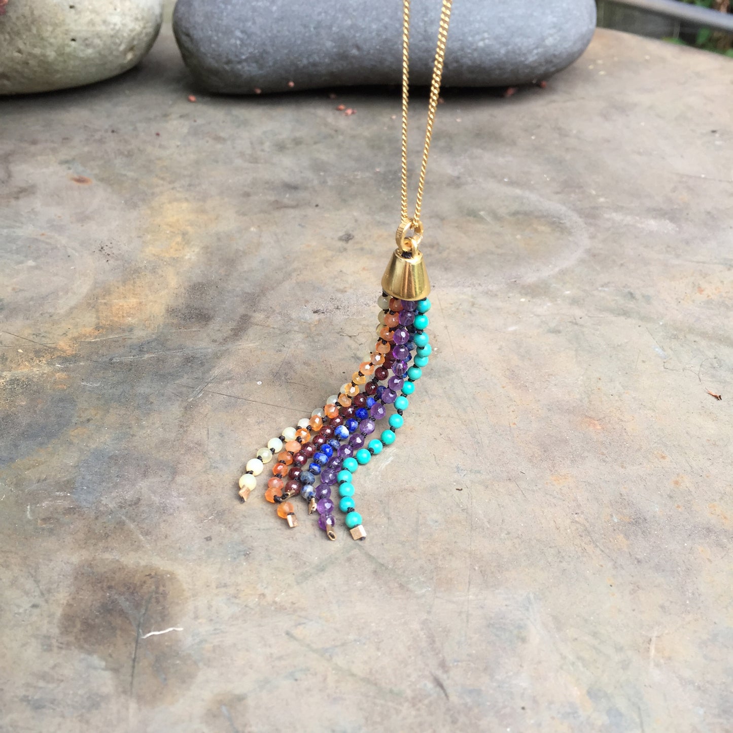 Rainbow Tassel Pendant Gold