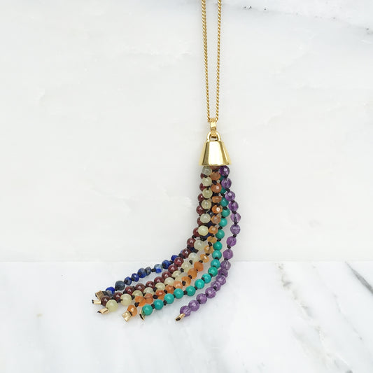 Rainbow Tassel Pendant Gold